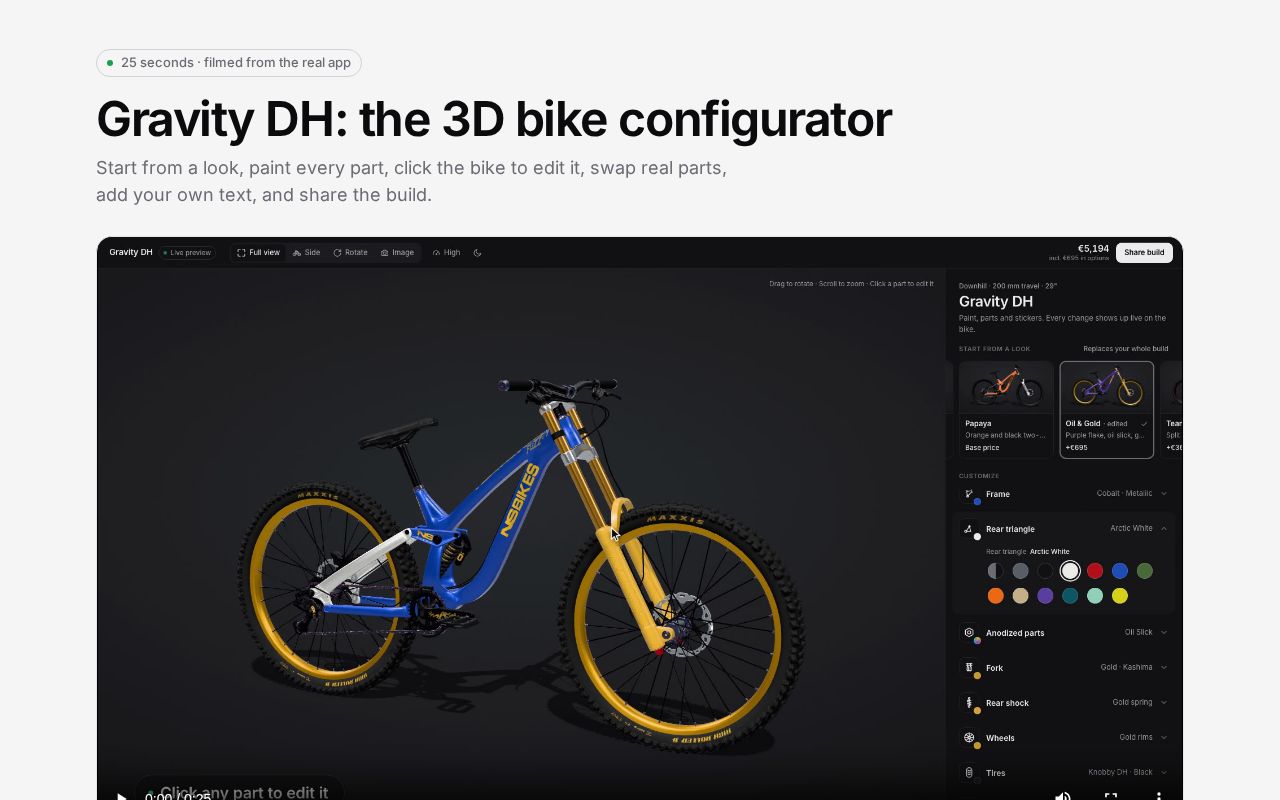 Preview of Gravity DH configurator film