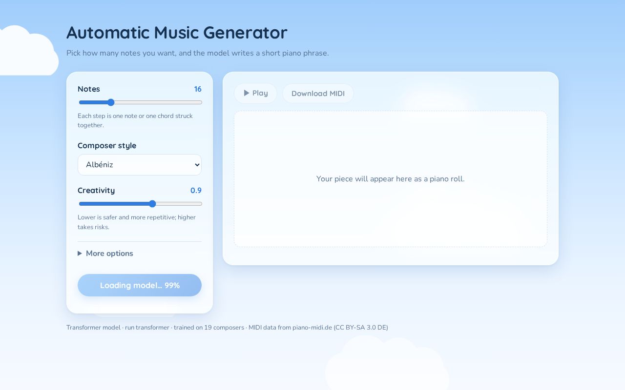 Preview of Automatic Music Generator V2
