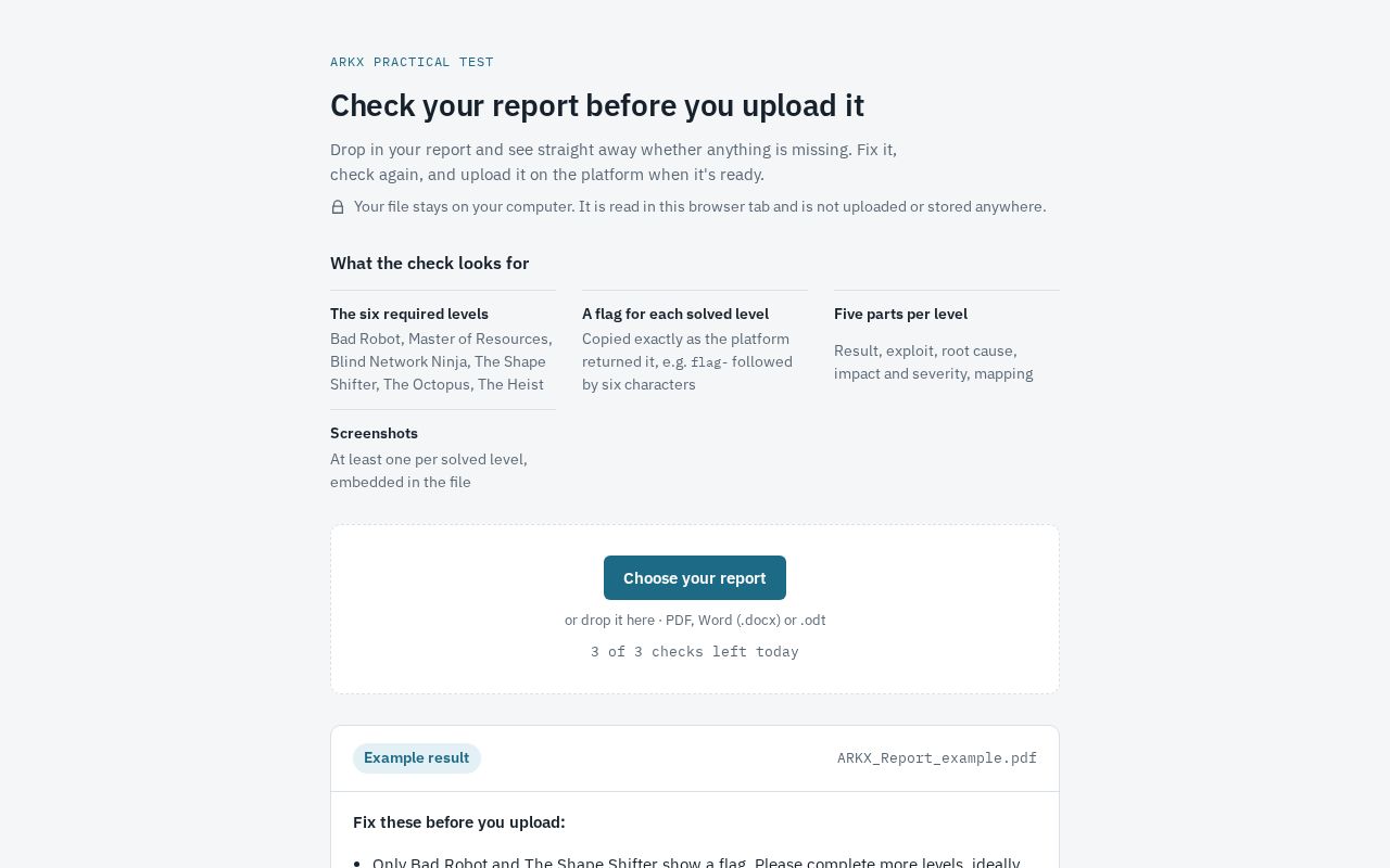 Preview of ARKX Report Check