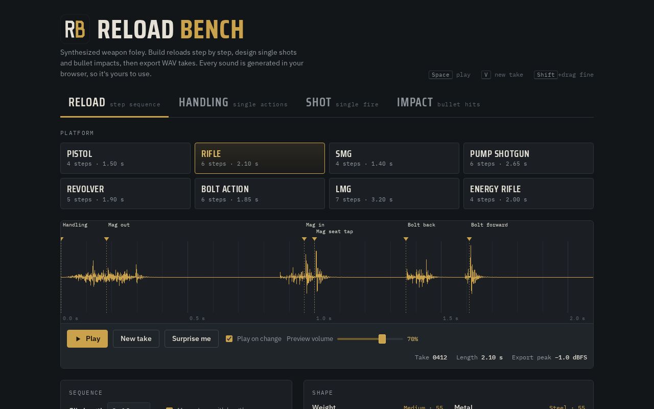 Preview of Reload Bench