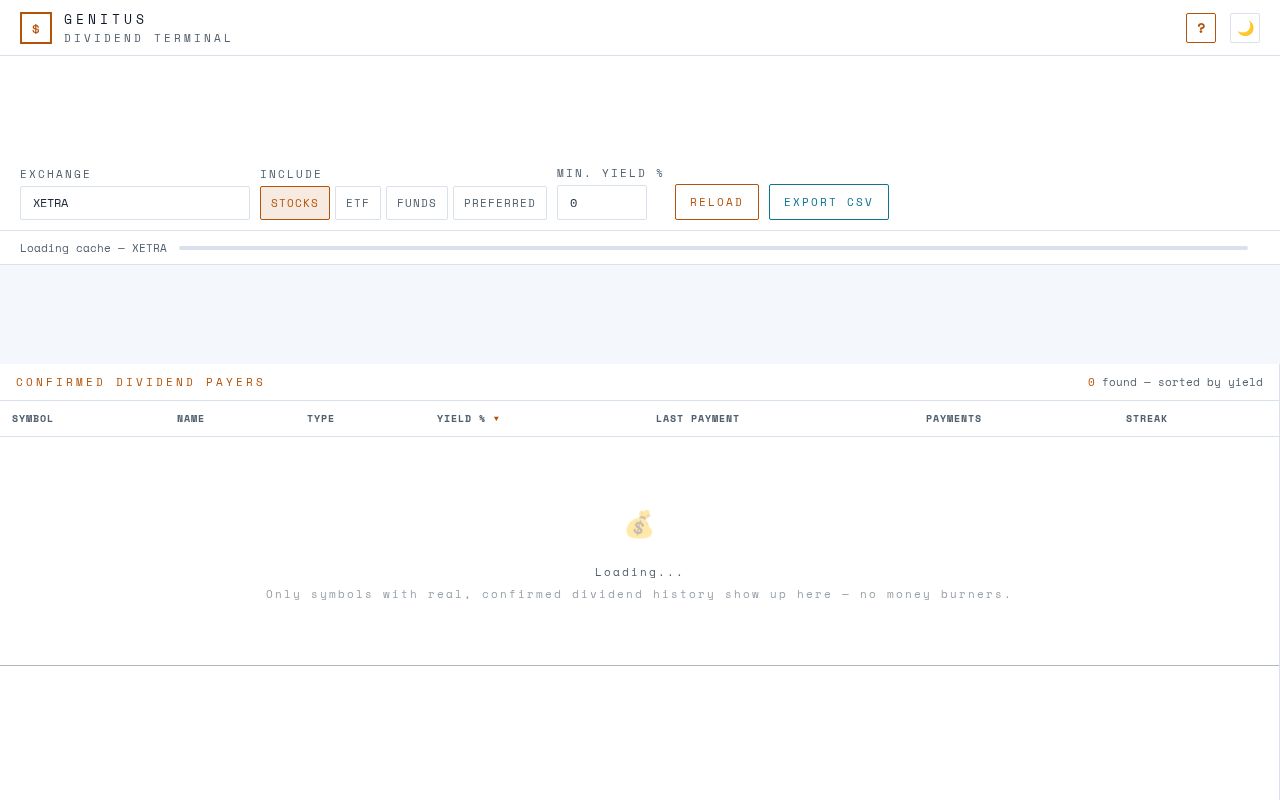 Preview of Genitus Dividend Terminal