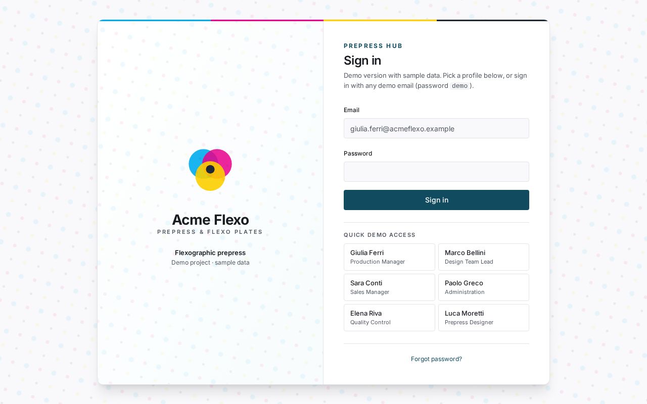 Preview of Prepress Hub Demo
