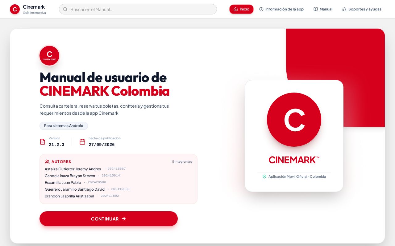 Preview of Manual De Usuario Cinemark Interfaces