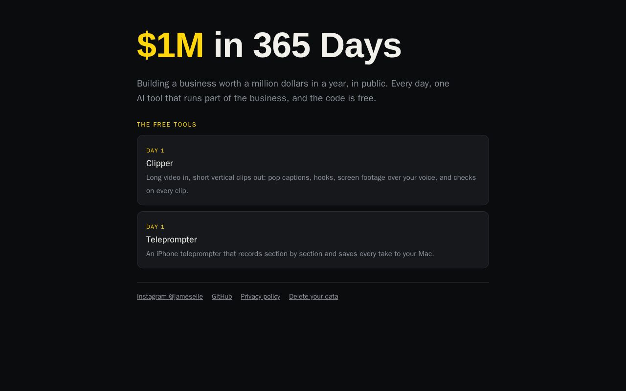 Preview of $1M in 365 Days