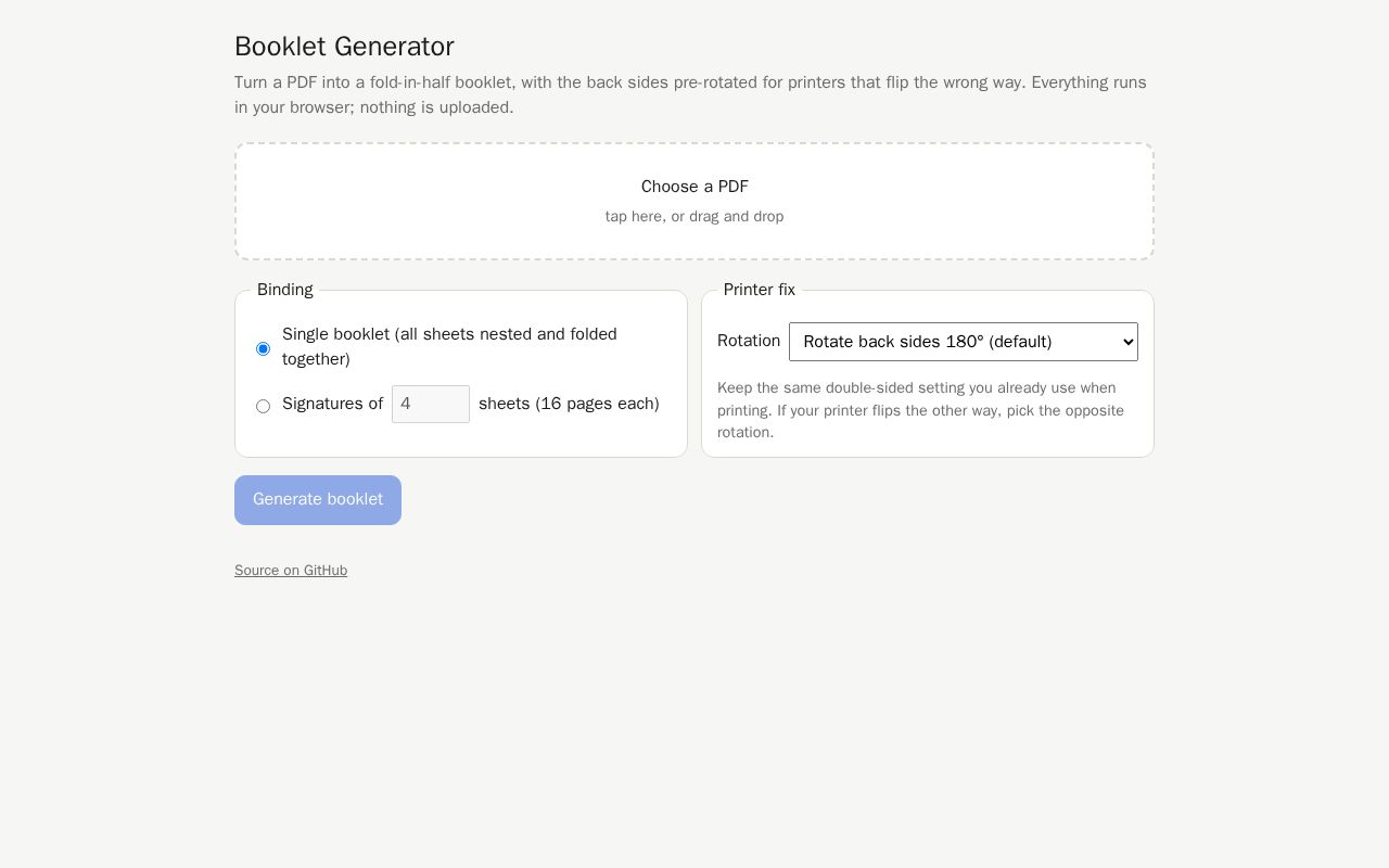 Preview of Booklet Generator