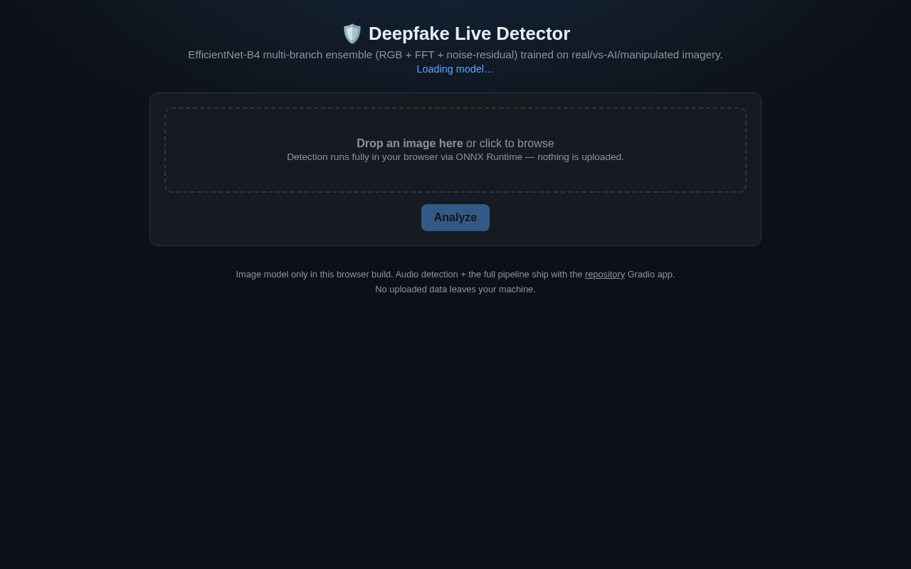 Preview of Deepfake Live Detector