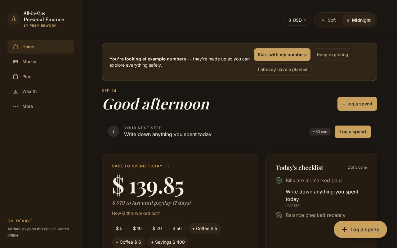 Preview of Premierwork All In One Personal Finance Demo
