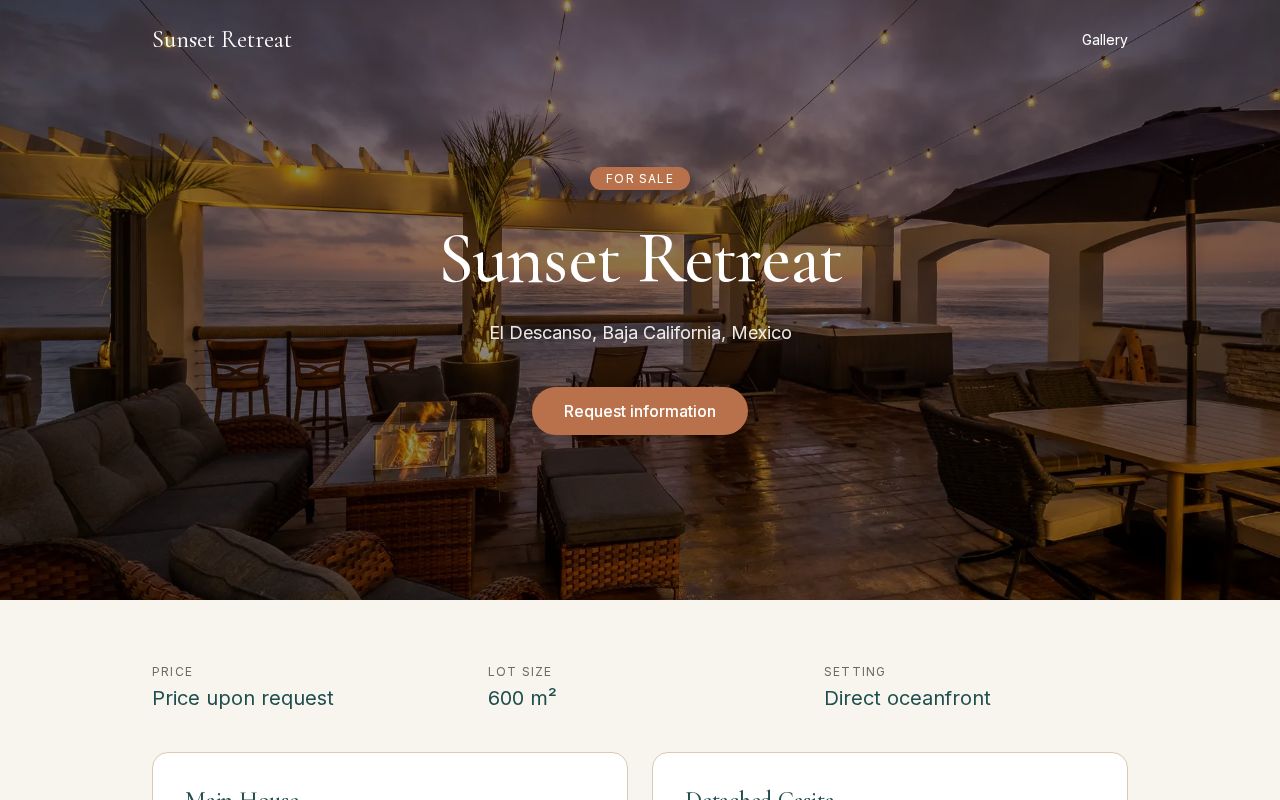 Preview of Websites for sunset retreat baja