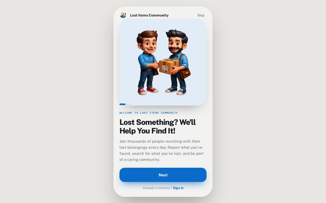 Preview of Lostitemscommunity App