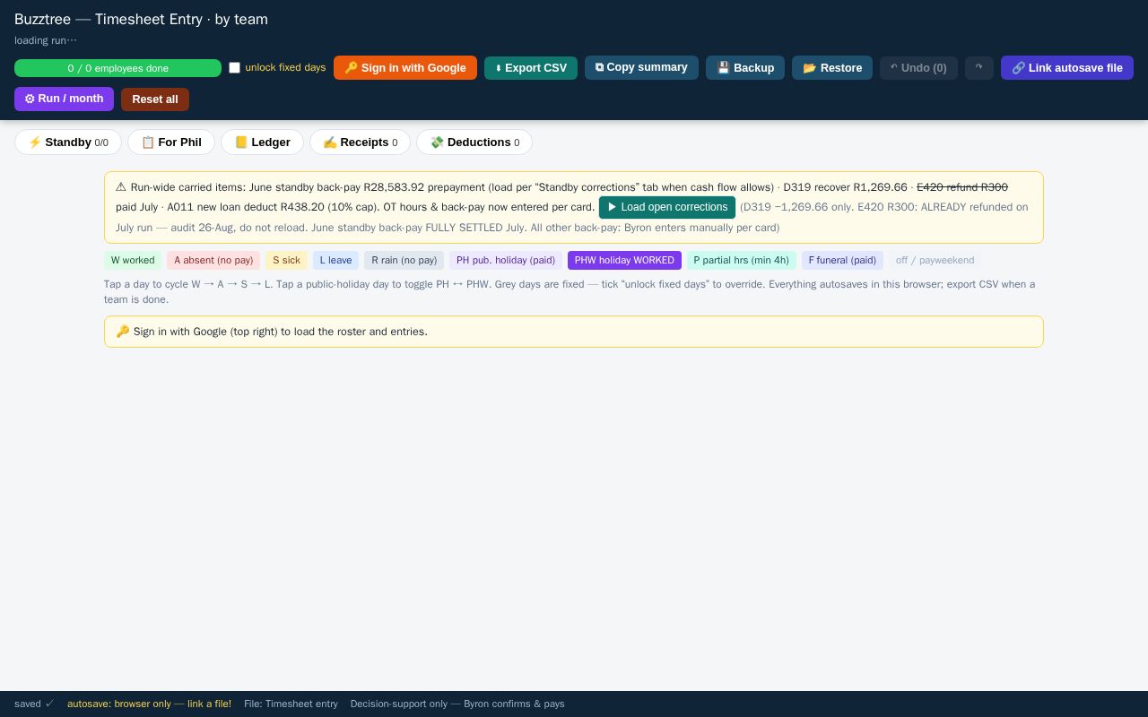 Preview of Buzztree Timesheet