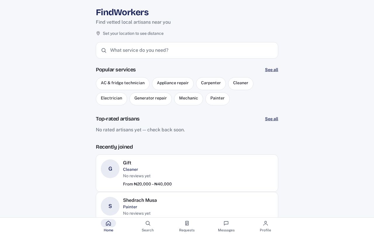 Preview of FindWorkers App