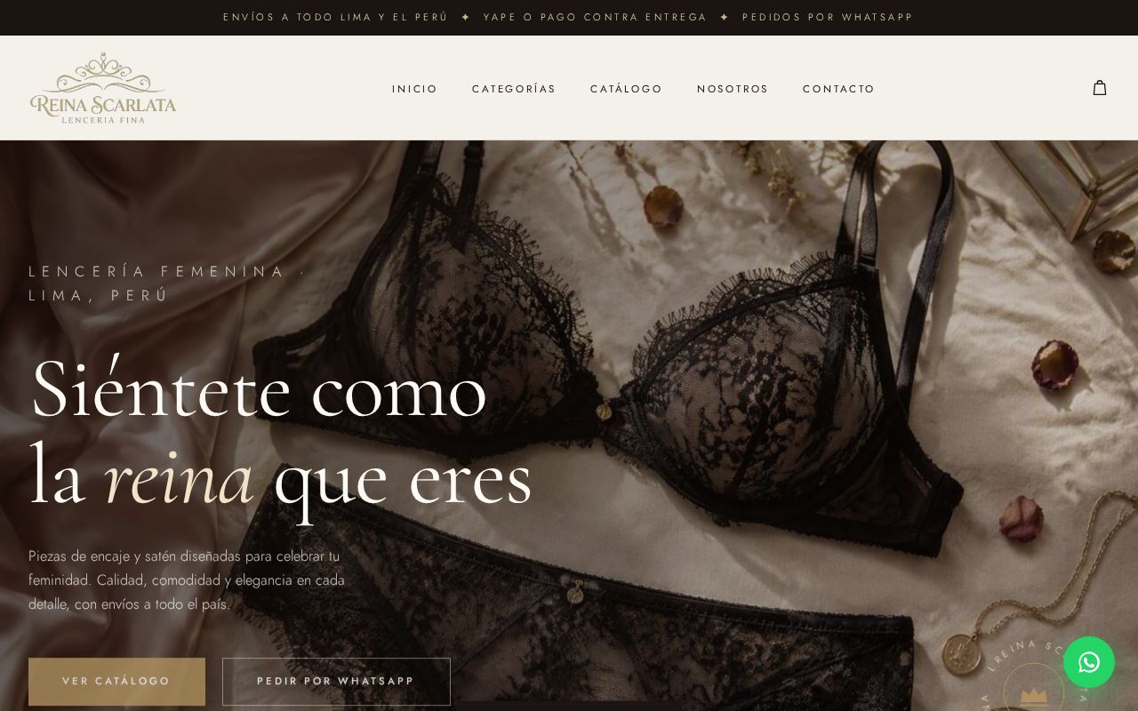 Preview of Sitio web de Reinas Carlata - lenceria femenina en Lima, Peru