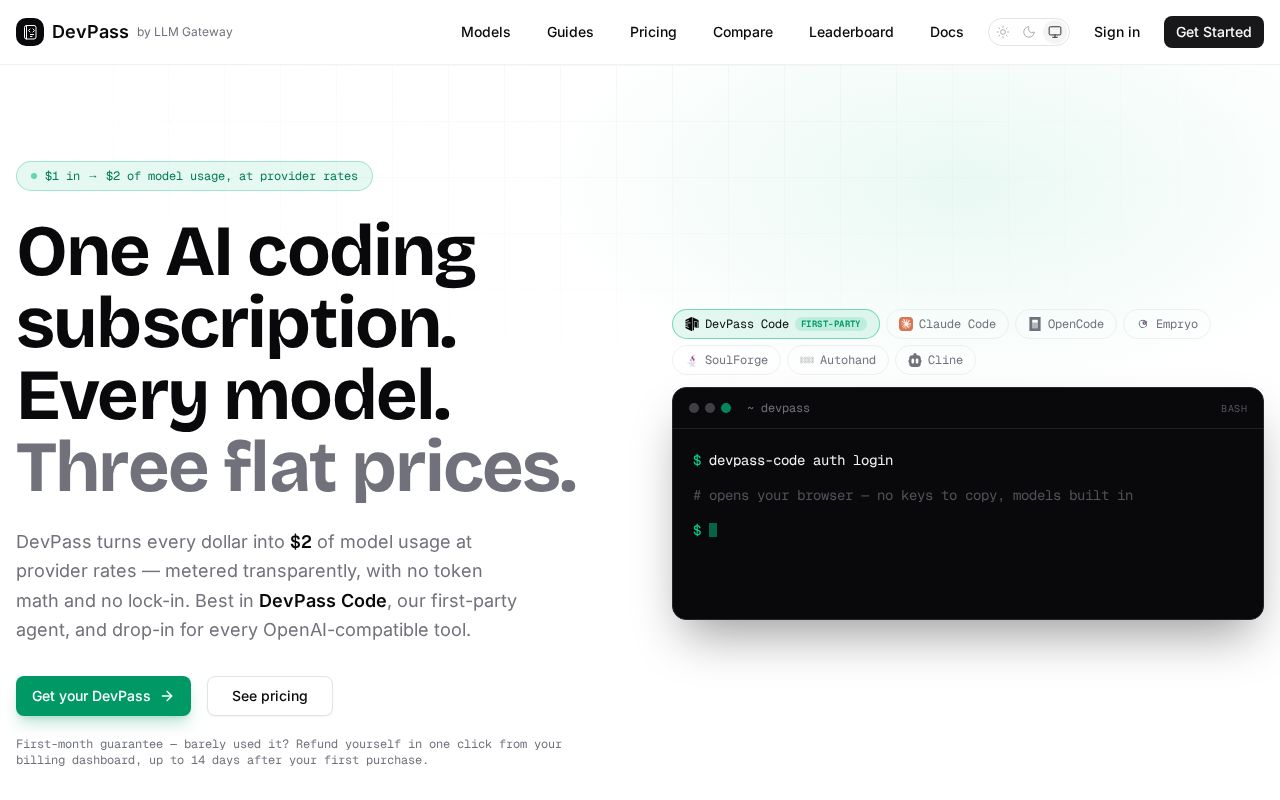 Preview of DevPass by LLM Gateway