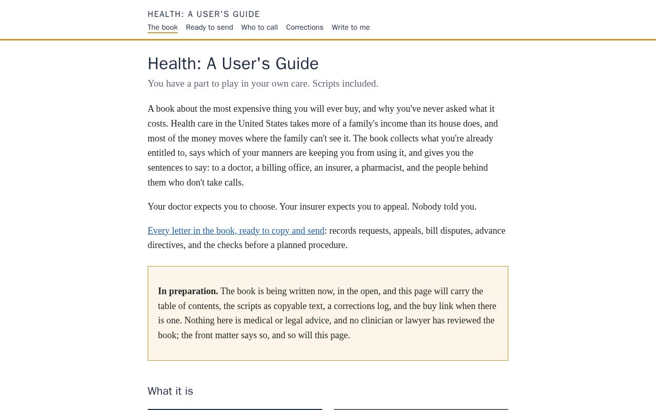 Preview of Health Users Guide Site