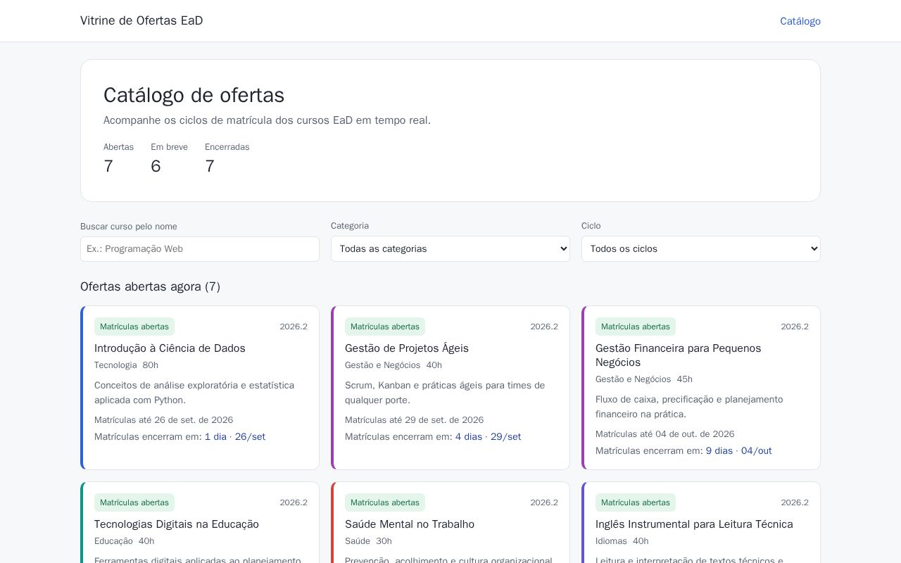 Preview of Projeto 01 Vitrine Ofertas Ead