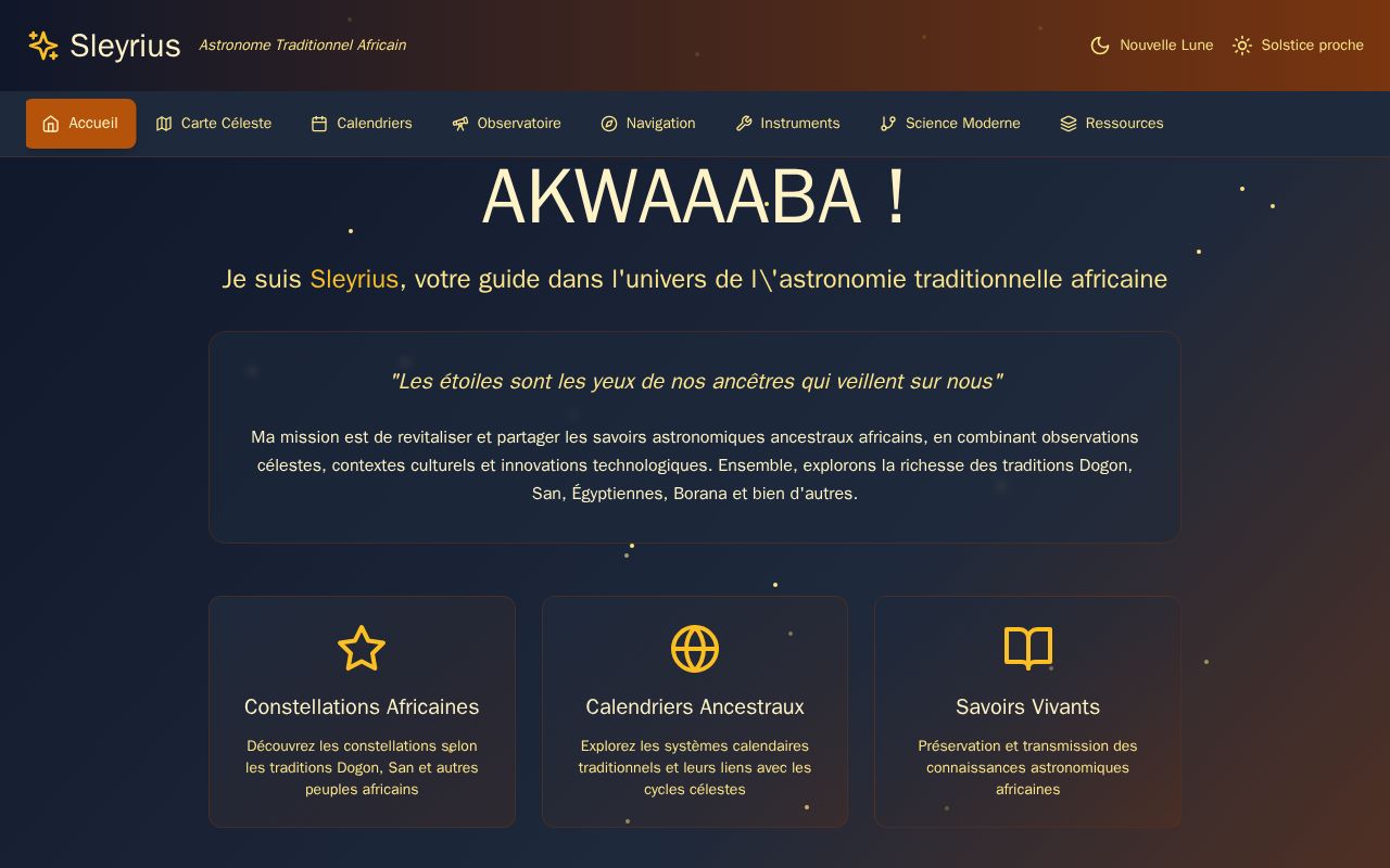 Preview of Sleyrius : AI Traditionnal and Ancestral African Astronomer