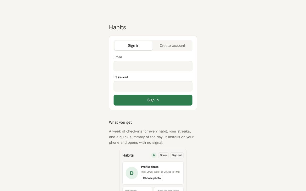 Preview of Supabase Habit Tracker Production