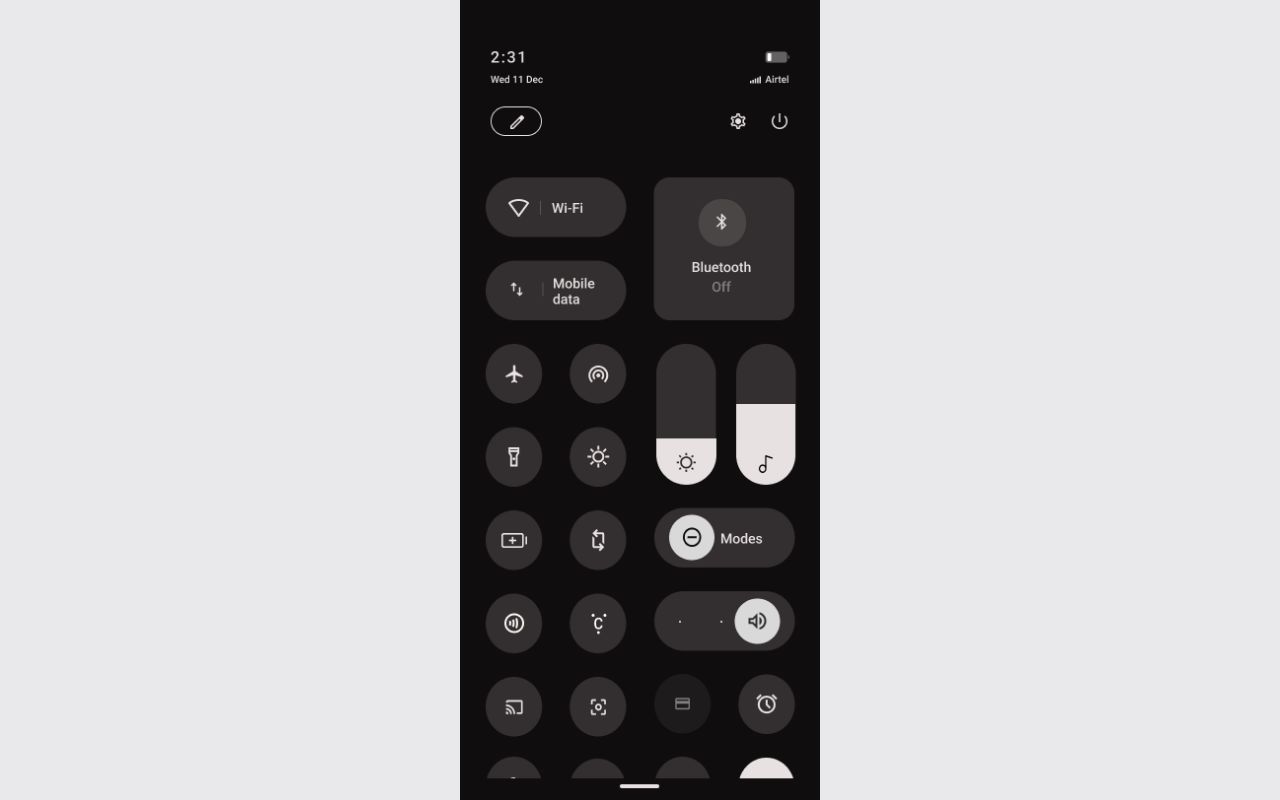 Preview of Quick Settings In Nothing OS