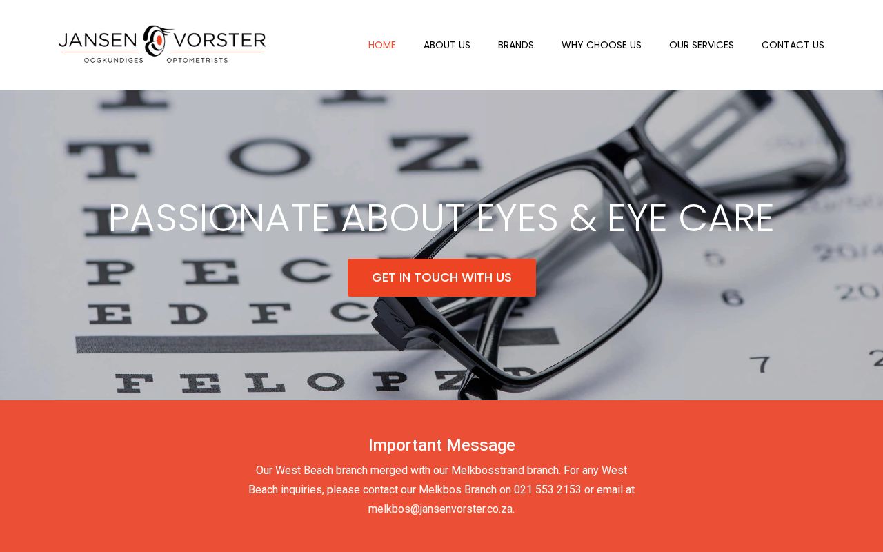 Preview of Jansen & Vorster Optometrists website
