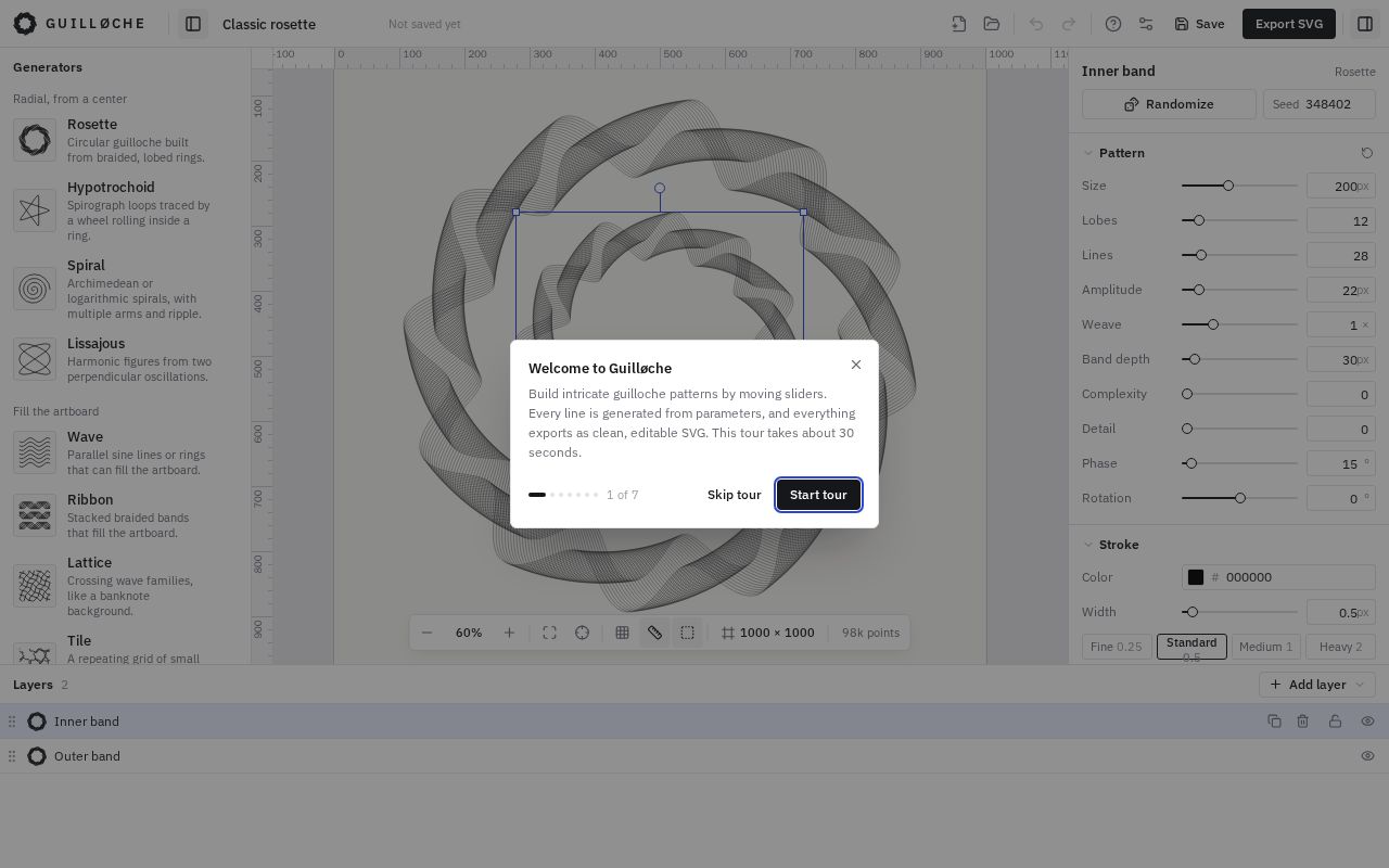 Preview of Guilloche Pattern Generator