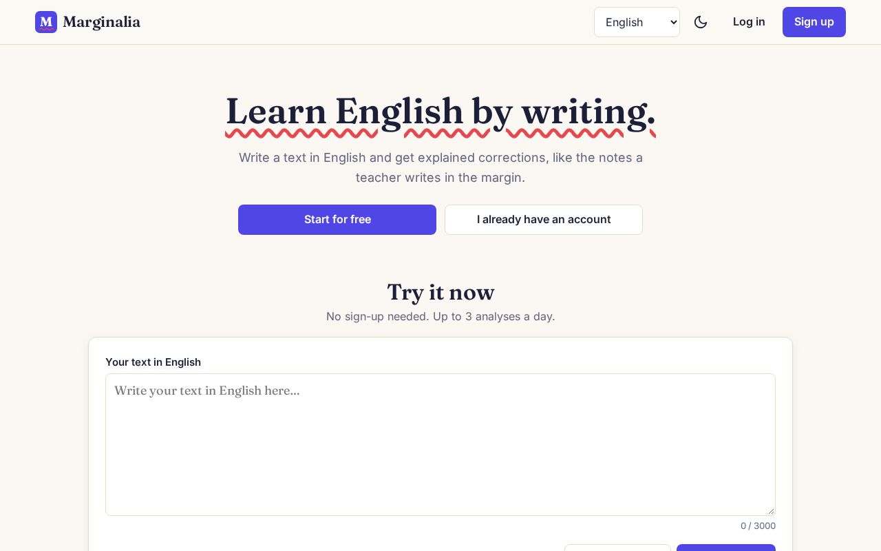 Preview of Marginalia Frontend