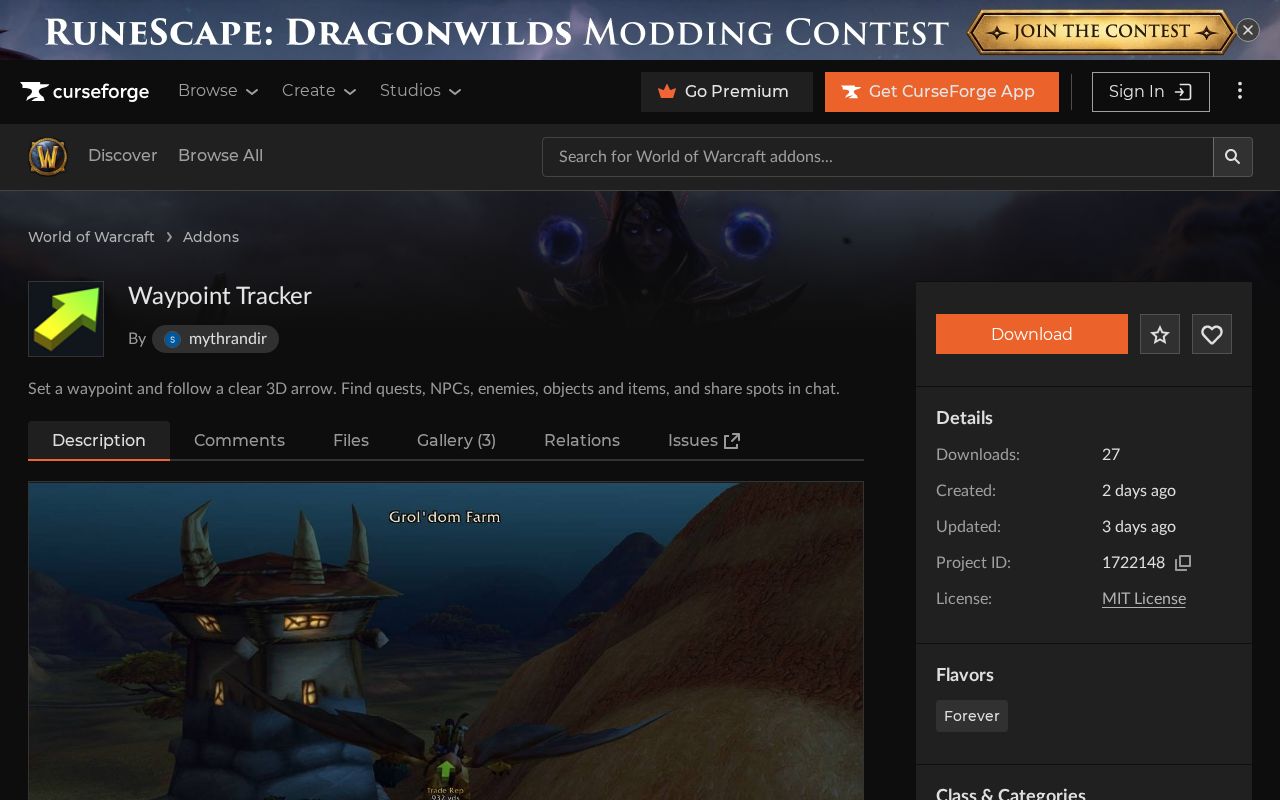 Preview of Wowforever Waypoint Tracker