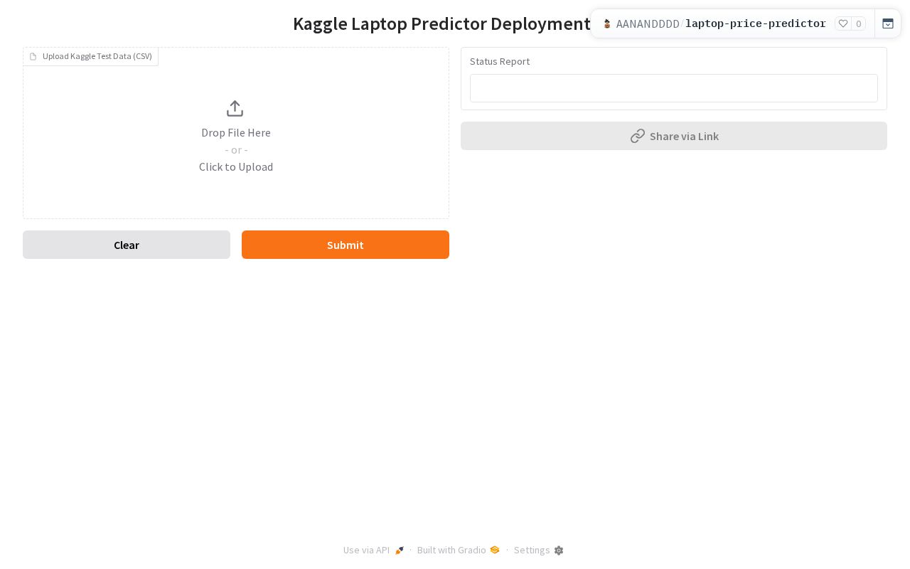Preview of Laptop Price Predictor