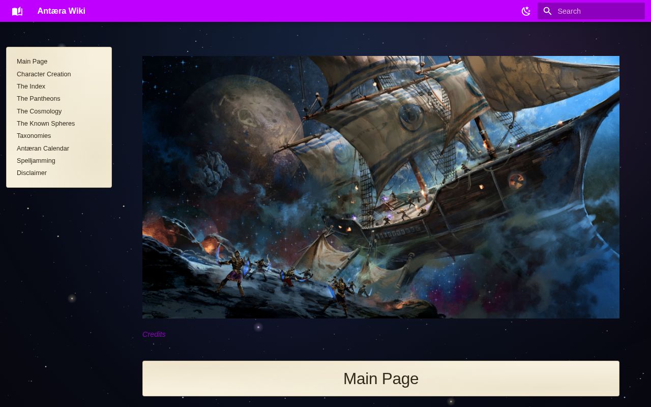 Preview of Reference wiki for the world of Antaera