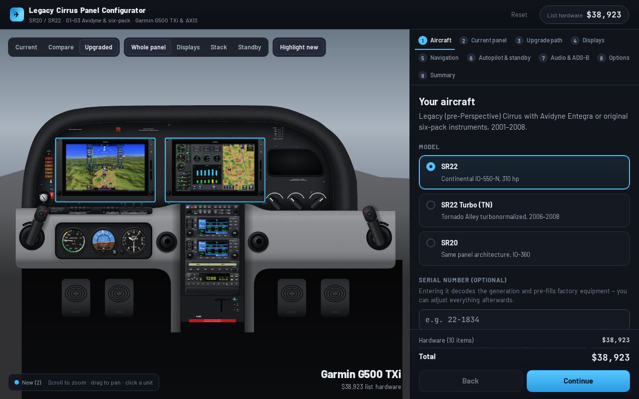 Preview of Sr22 Panel Configurator