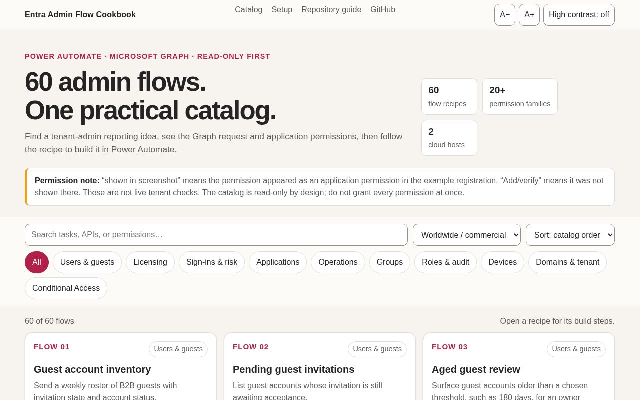 Preview of Entra Admin Flow Cookbook