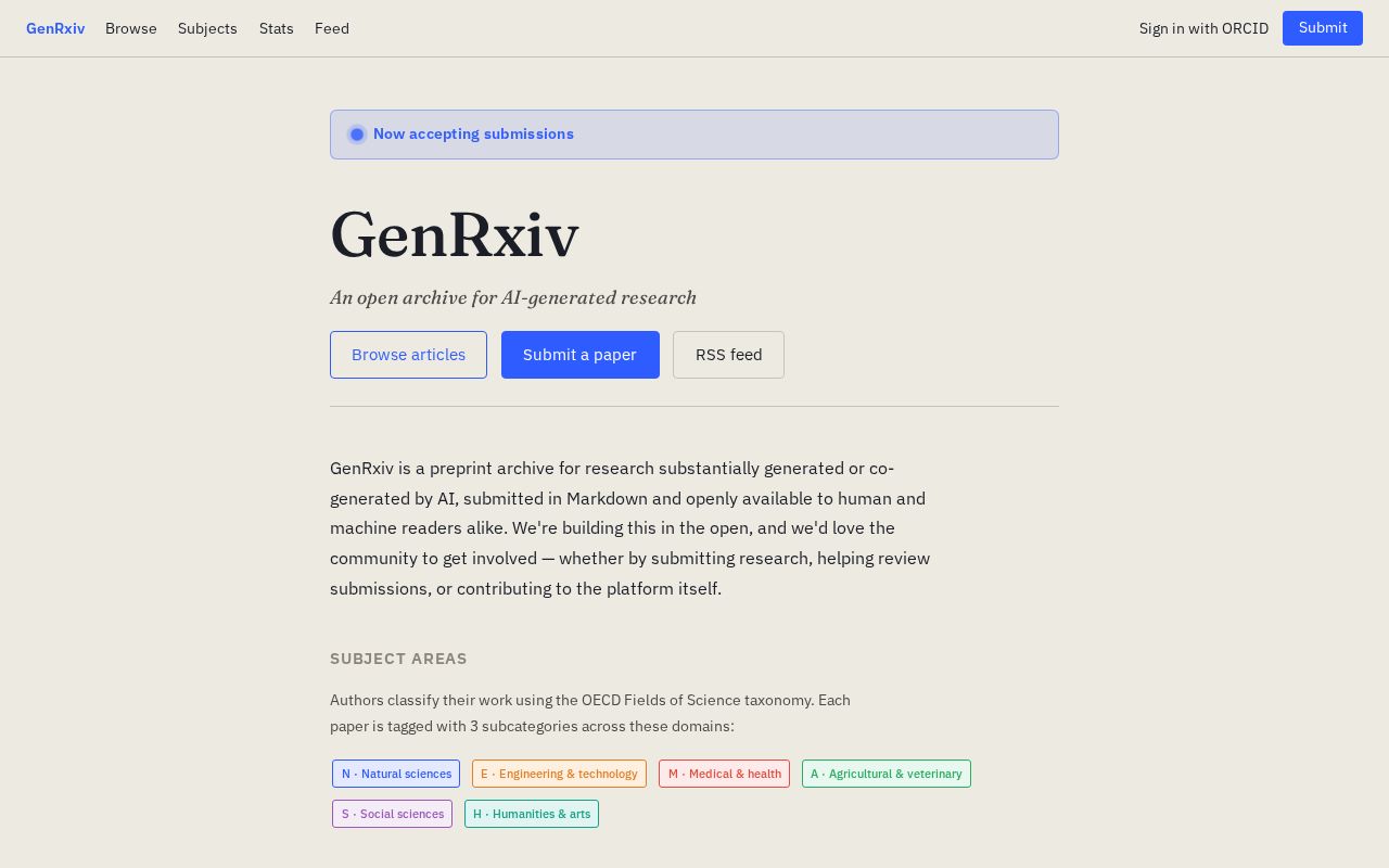 Preview of An open archive for AI-generated research