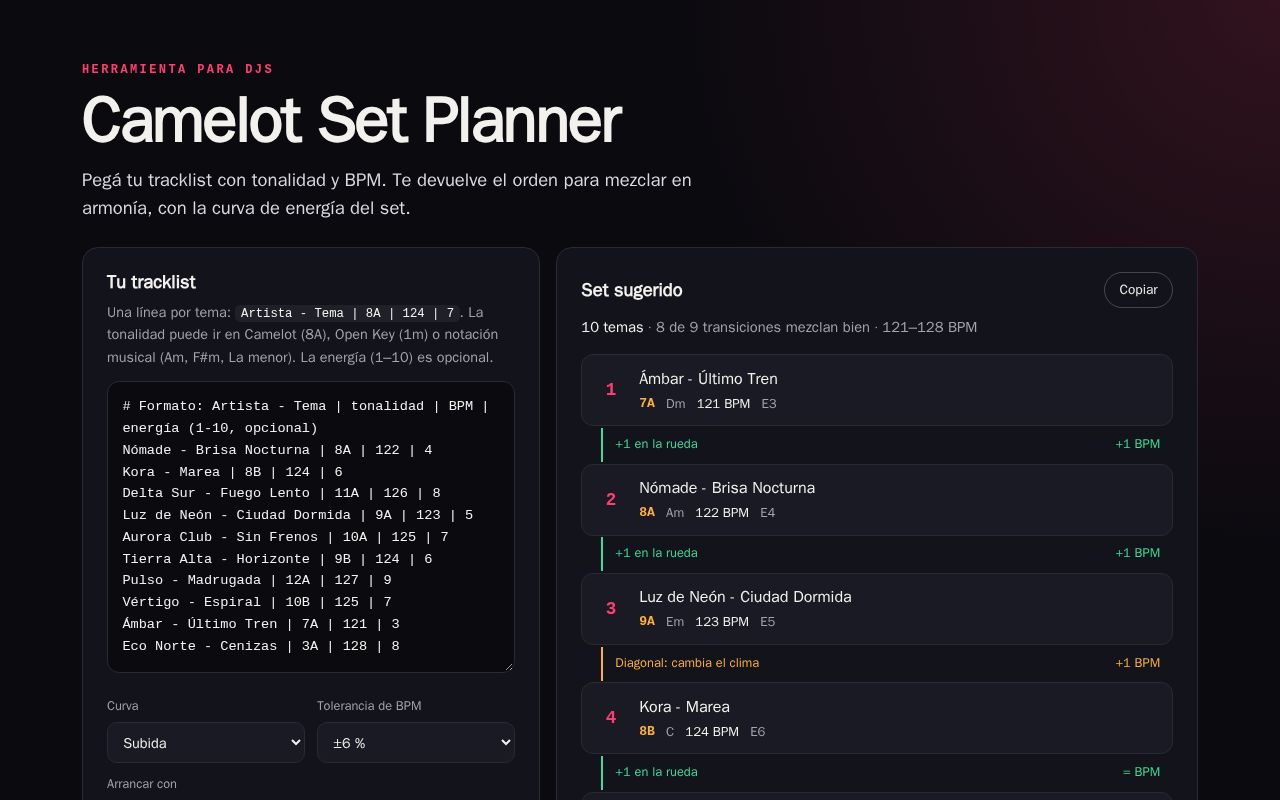 Preview of Camelot Set Planner