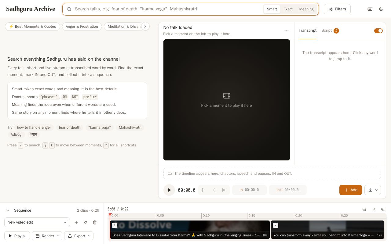 Preview of Sadhguru Archive Studio & MCP