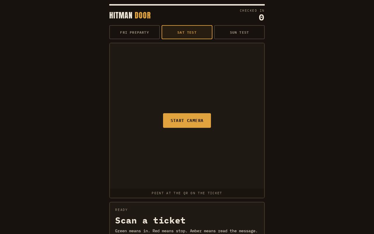 Preview of Demo door scanner for the Hitman Blind Taste Test (fake ticket list)