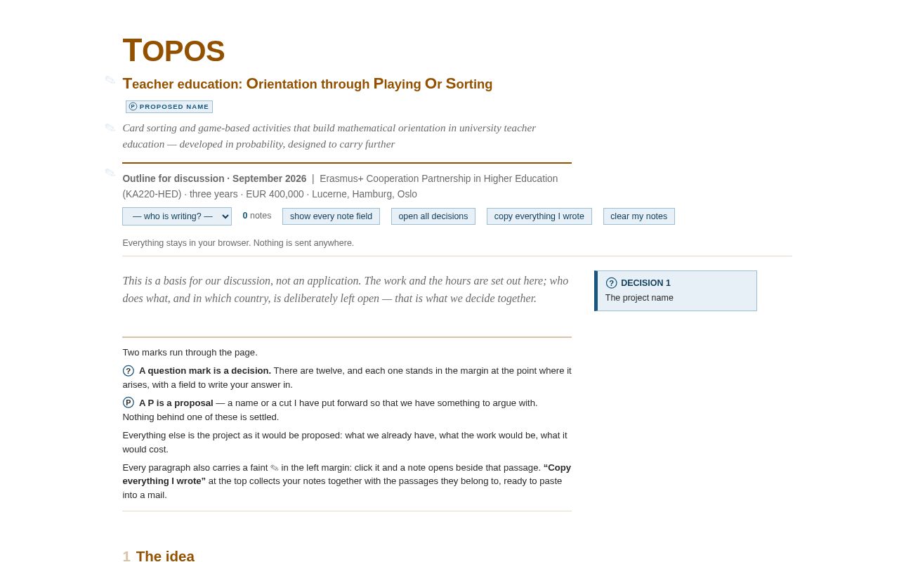 Preview of Topos Outline