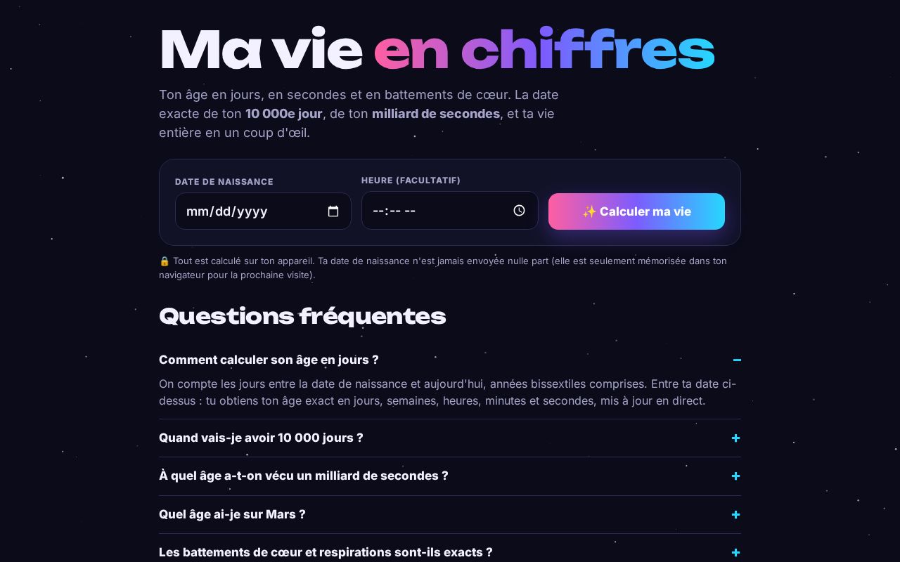 Preview of Ma Vie En Chiffres