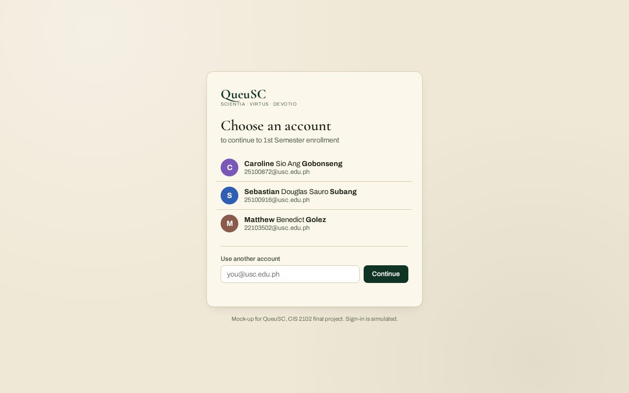 Preview of Queusc Mockup