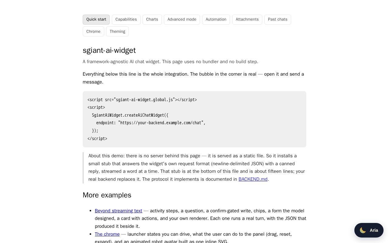 Preview of Sgiant Ai Widget