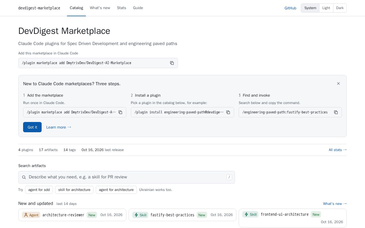 Preview of DevDigest Marketplace