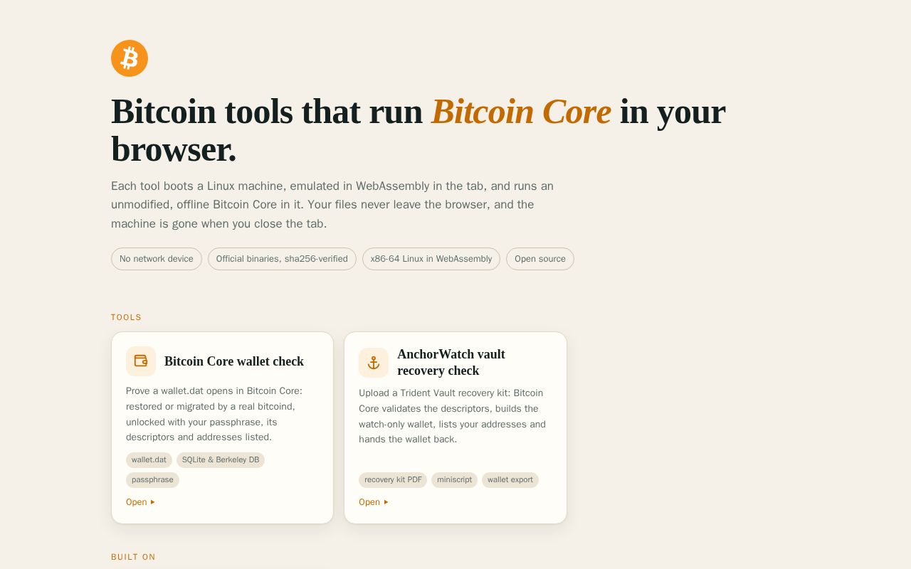 Preview of Wasm Bitcoin Tools