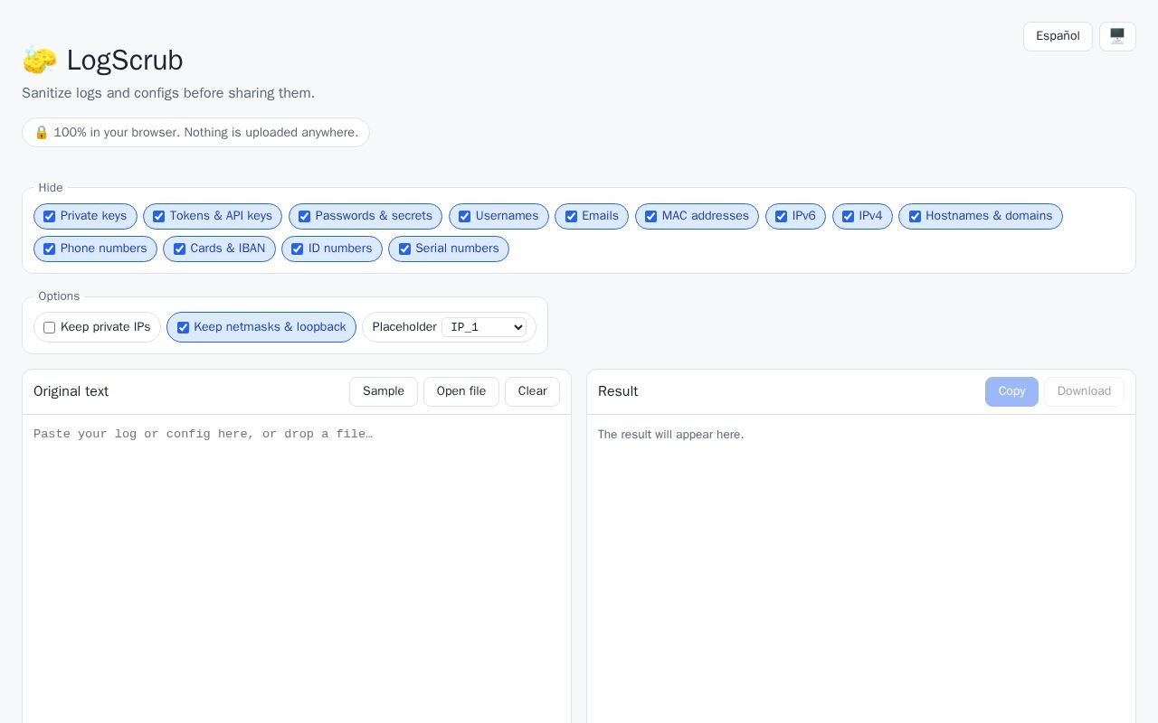 Preview of LogScrub