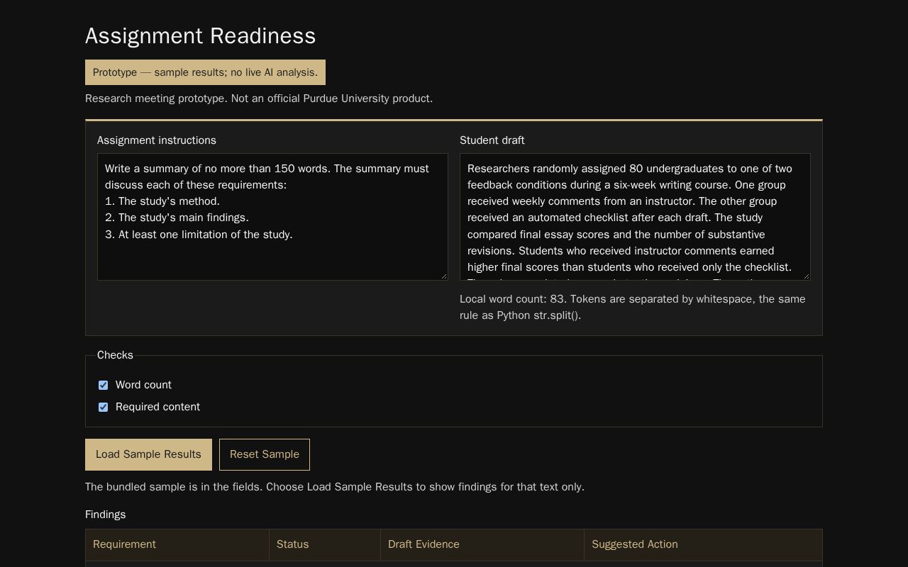 Preview of Assignment Readiness