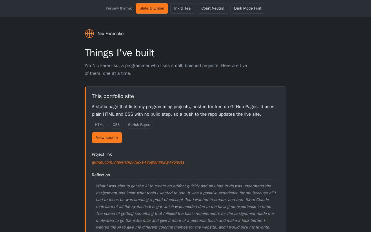 Preview of Nic S Programming Projects