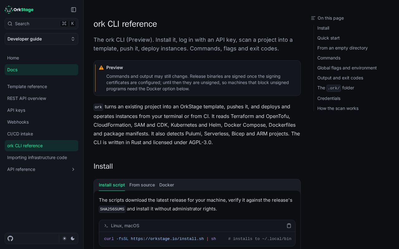 Preview of Orkstage Cli