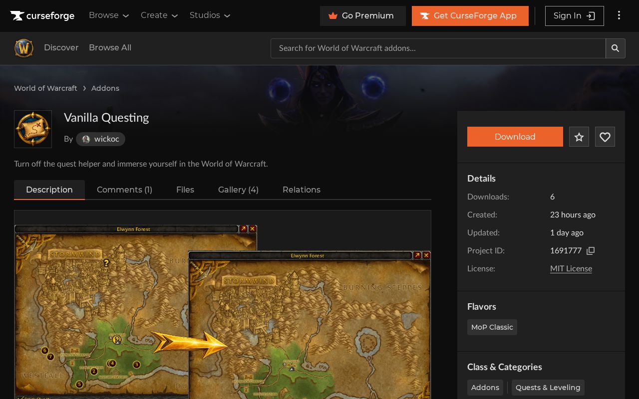 Preview of Turn off the quest helper and immerse yourself in the World of Warcraft.