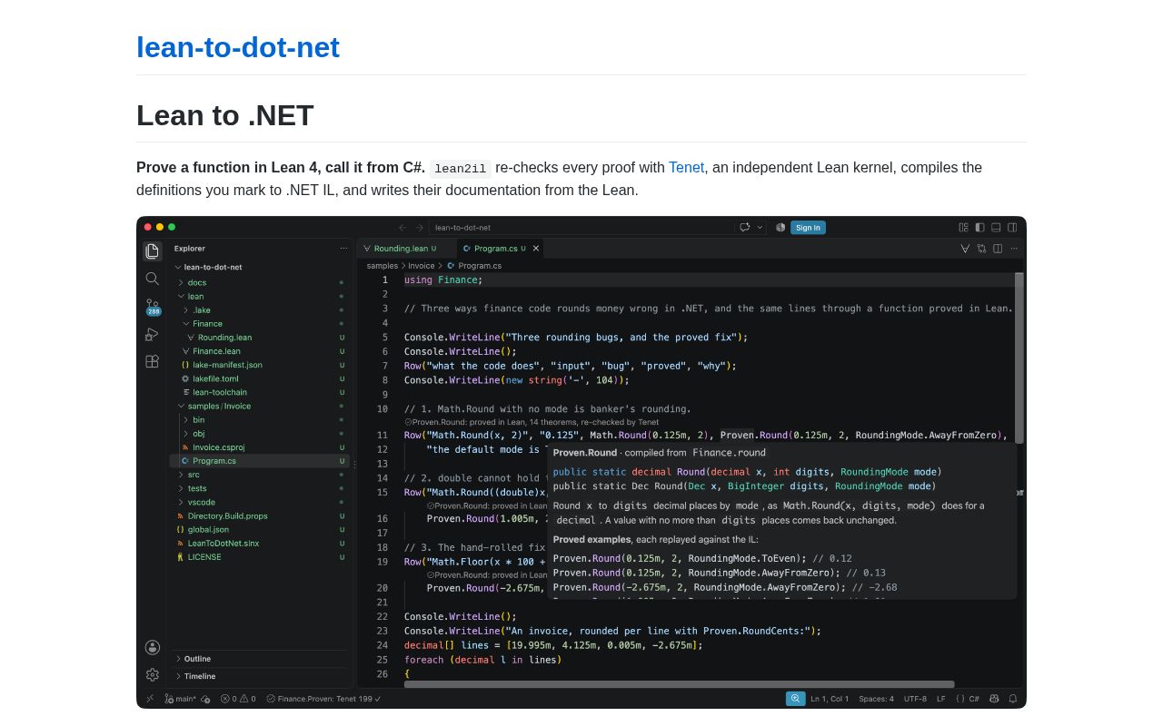 Preview of Lean To Dot Net