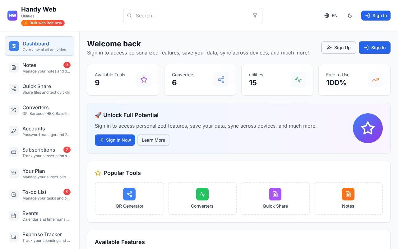 Preview of Handy Web Utilities - All-in-One Personal Toolkit