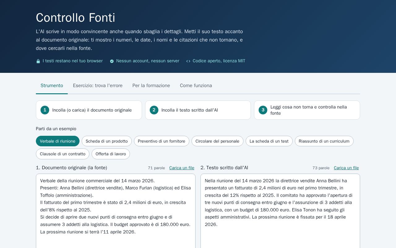 Preview of Controllo Fonti