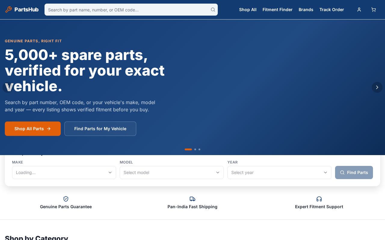 Preview of Partsecommerce Frontend