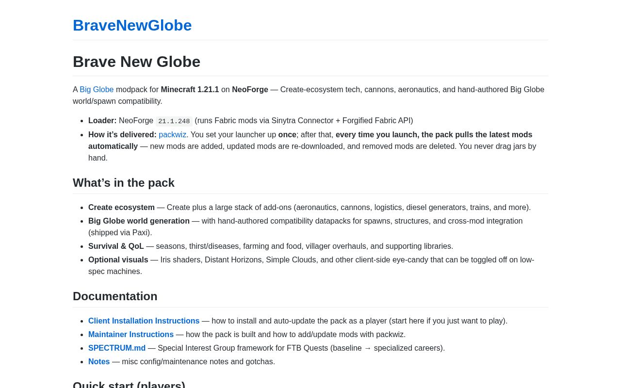 Preview of BigGlobe terrain gen plus Create Aero server